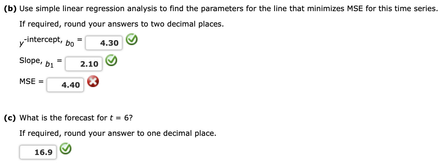 Solved Consider The Following Time Series T Yt Chegg