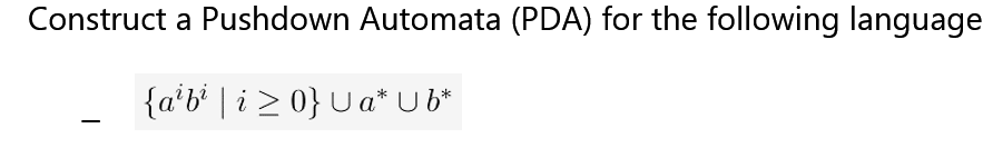 Solved Construct A Pushdown Automata Pda For The Following Chegg