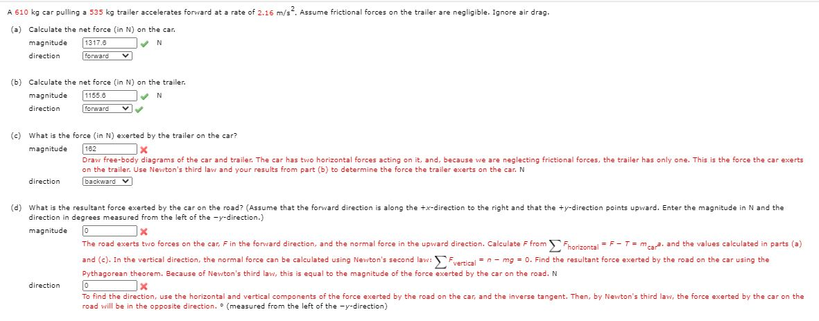 Solved A 610 Kg Car Pulling A 535 Kg Trailer Accelerates Chegg