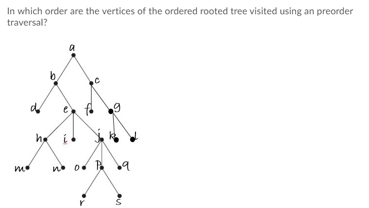 Solved In Which Order Are The Vertices Of The Ordered Rooted Chegg