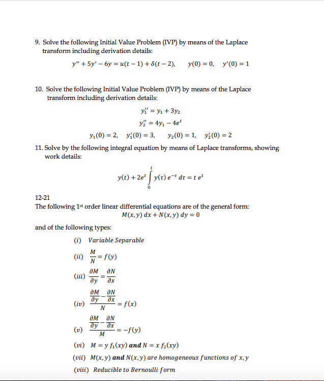 Solved 9 Solve The Following Initial Value Problem IVP By Chegg