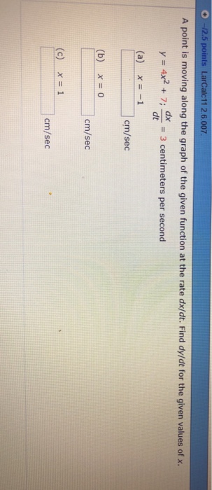 Solved Points Larcalc A Point Is Moving Chegg