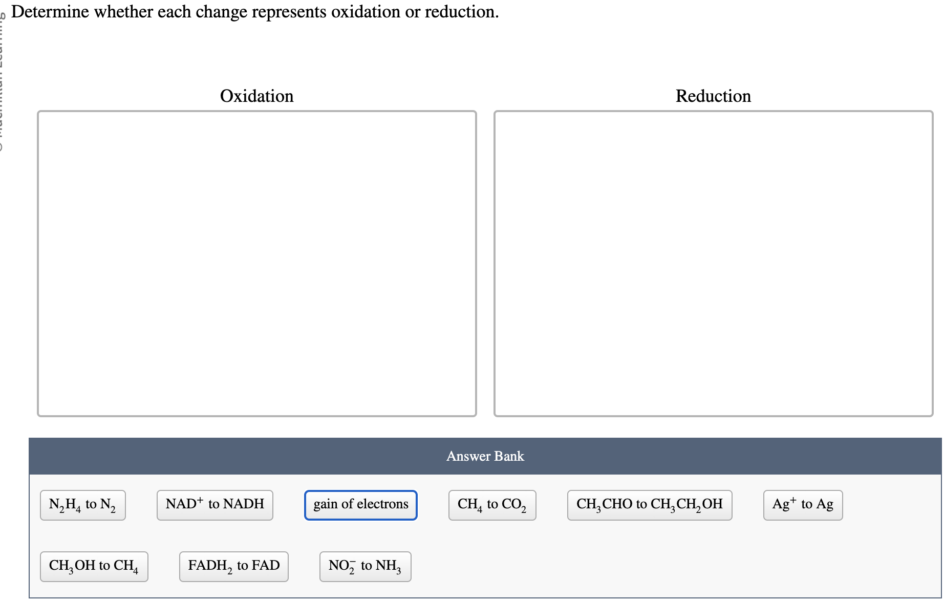 Solved Determine Whether Each Change Represents Oxidation Or Chegg