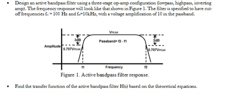 Solved Design Active Bandpass Filter Using Three Stage Op