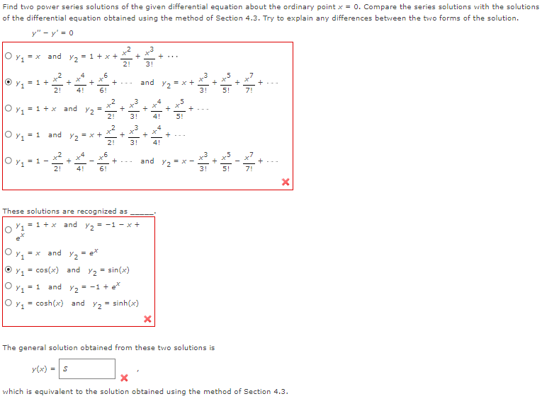 Find Two Power Series Solutions Of The Given Chegg