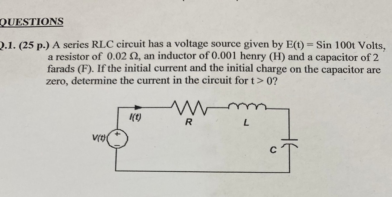 Solved Questions P A Series Rlc Circuit Has A Chegg