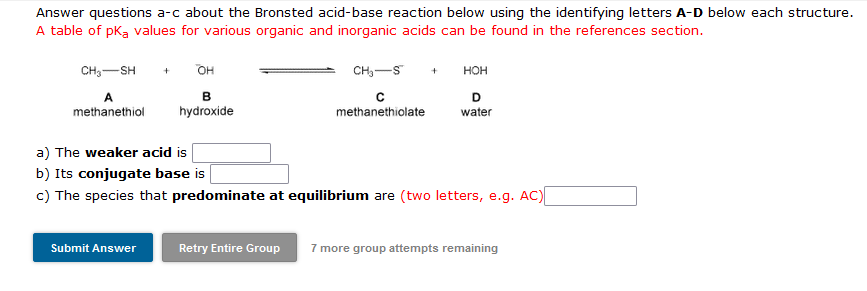 Solved Answer Questions A C About The Bronsted Acid Bas