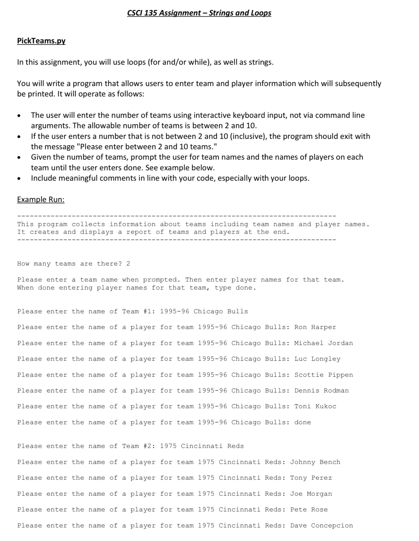 Solved CSCI 135 Assignment Strings And Loops PickTeams Py Chegg