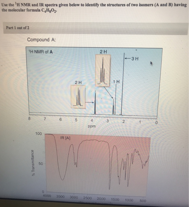 Solved Use The H Nmr And Ir Spectra Given Below To Identify Chegg