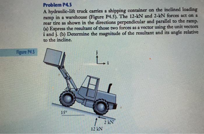 Solved A Hydraulic Lift Truck Carries A Shipping Container Chegg