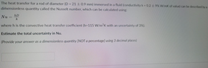 Solved The Heat Transfer For A Rod Of Diameter D Mm Chegg