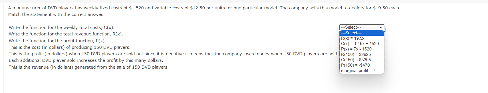 Solved Match The Statement With The Correct Answer Write Chegg