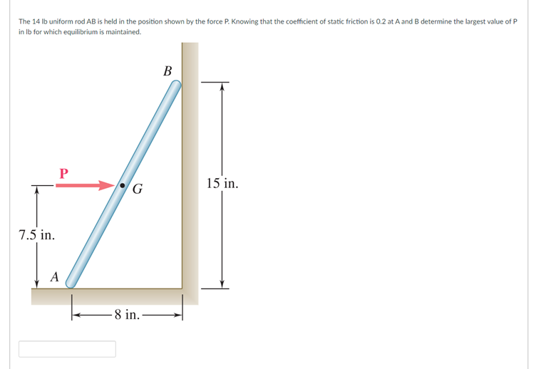 Solved The Lb Uniform Rod Ab Is Held In The Position Chegg