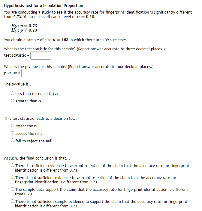 Solved Hypothesis Test For A Population Proportion You Are Chegg