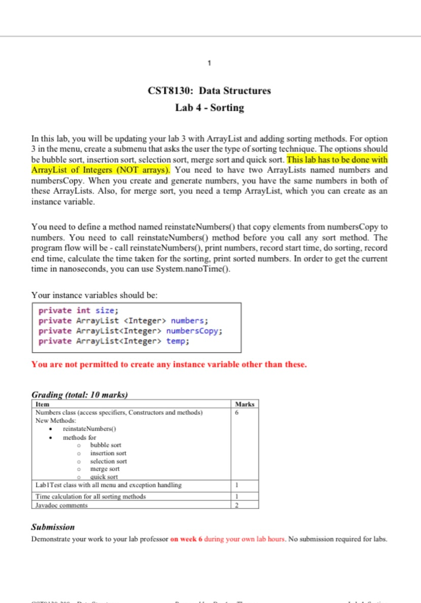 Cst Data Structures Lab Sorting In This Chegg