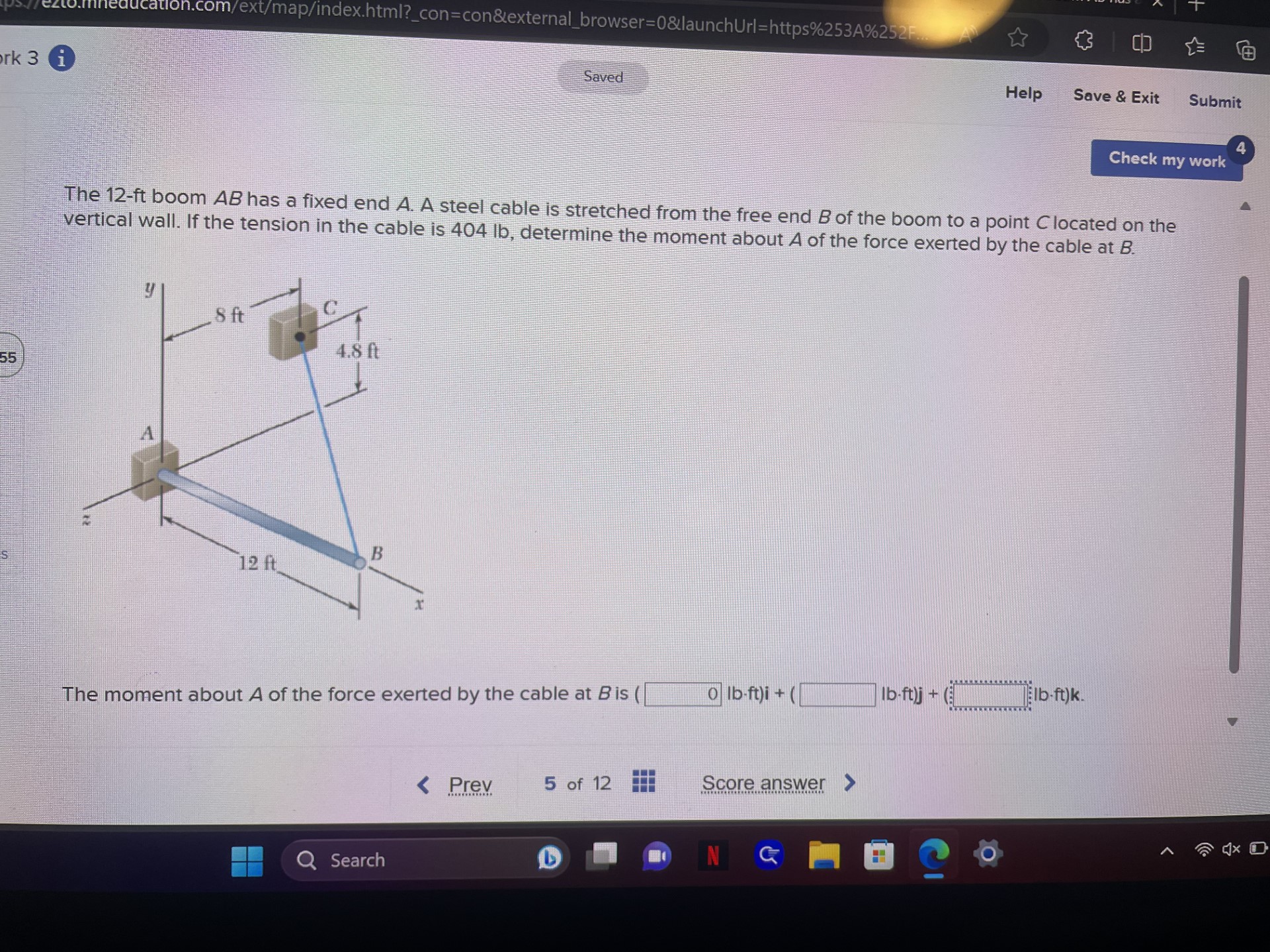 Solved The Ft Boom Ab Has A Fixed End A A Steel Cable Is Chegg