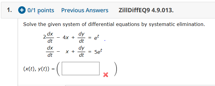 Solved Points Previous Answers Zilldiffeq Chegg