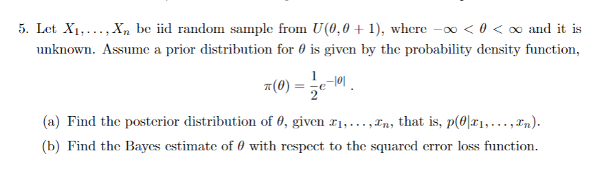 Solved Let X1 Xn be iid random sample from U θ θ 1 where Chegg