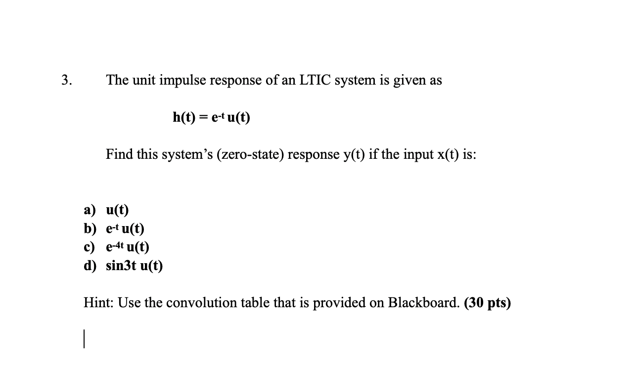 Solved The Unit Impulse Response Of An Ltic System Is Chegg