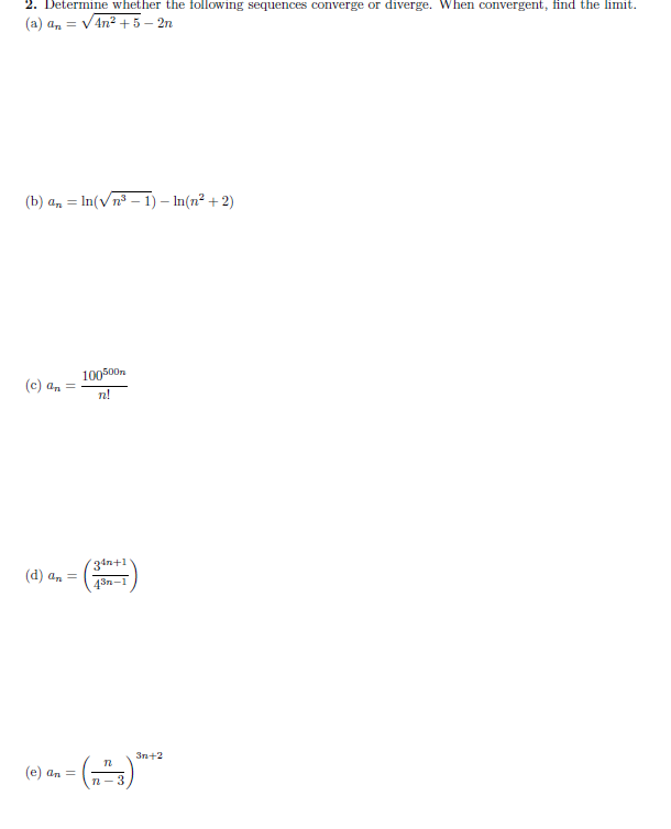 Solved Determine Whether The Following Sequences Converge Chegg