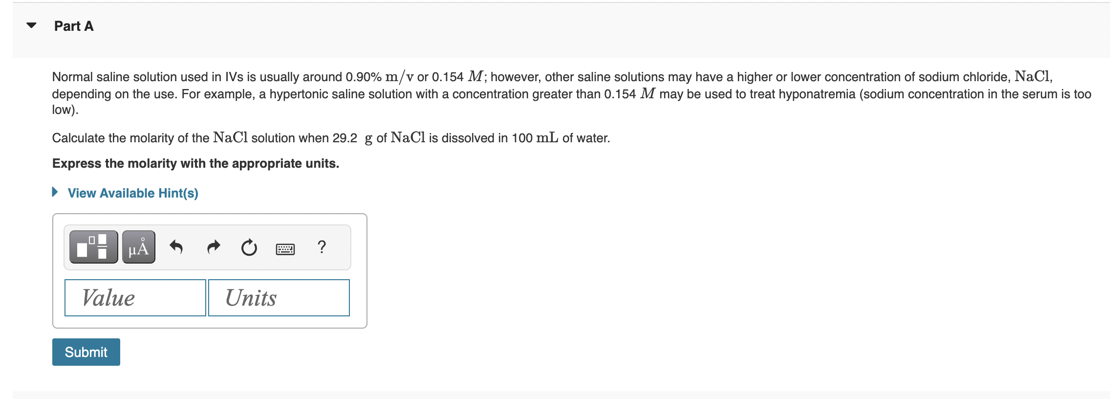 Solved Normal Saline Solution Used In Ivs Is Usually Around Chegg