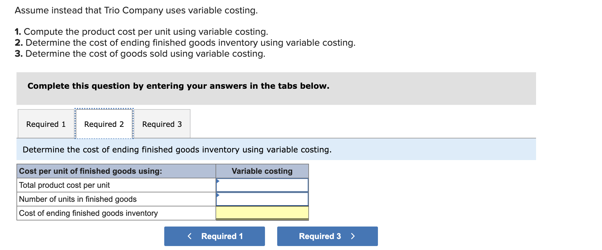 Solved Trio Company Reports The Following Information For Chegg