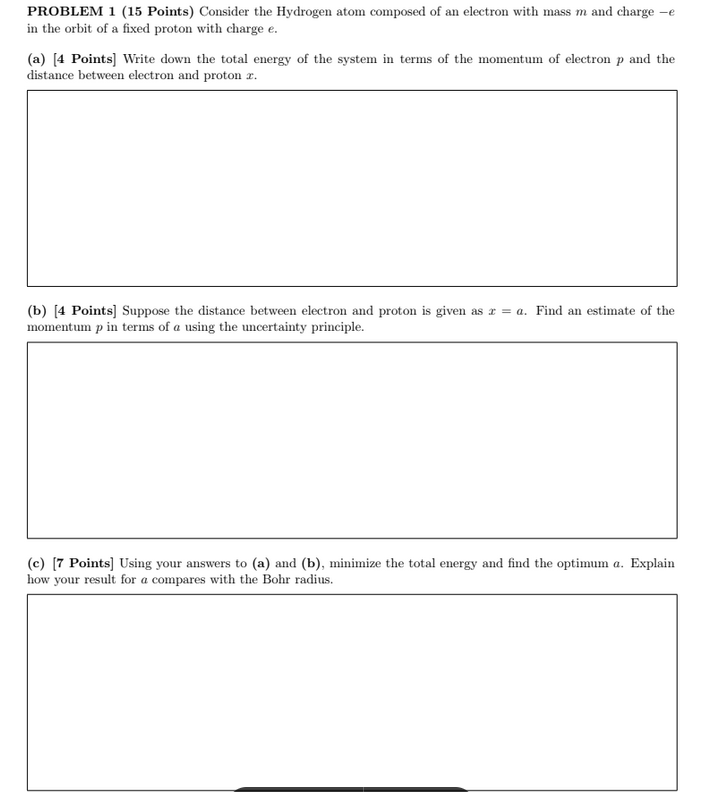 Problem Points Consider The Hydrogen Atom Chegg