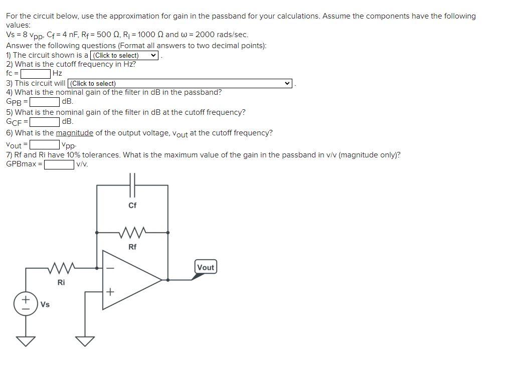 Solved For The Circuit Below Use The Approximation For Gain Chegg