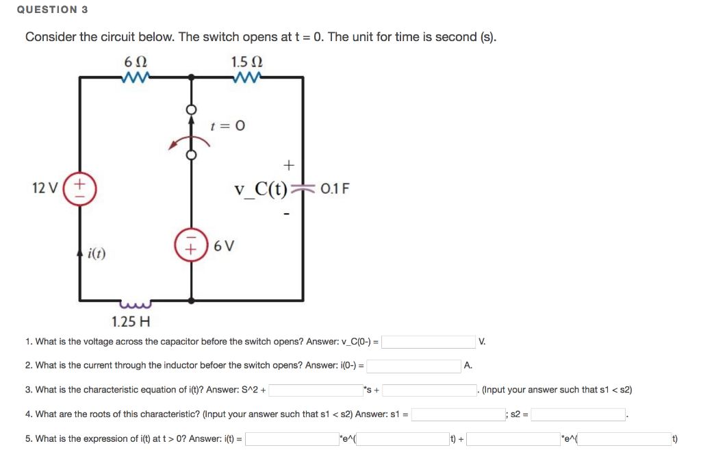 Solved Question Consider The Circuit Below The Switch Chegg