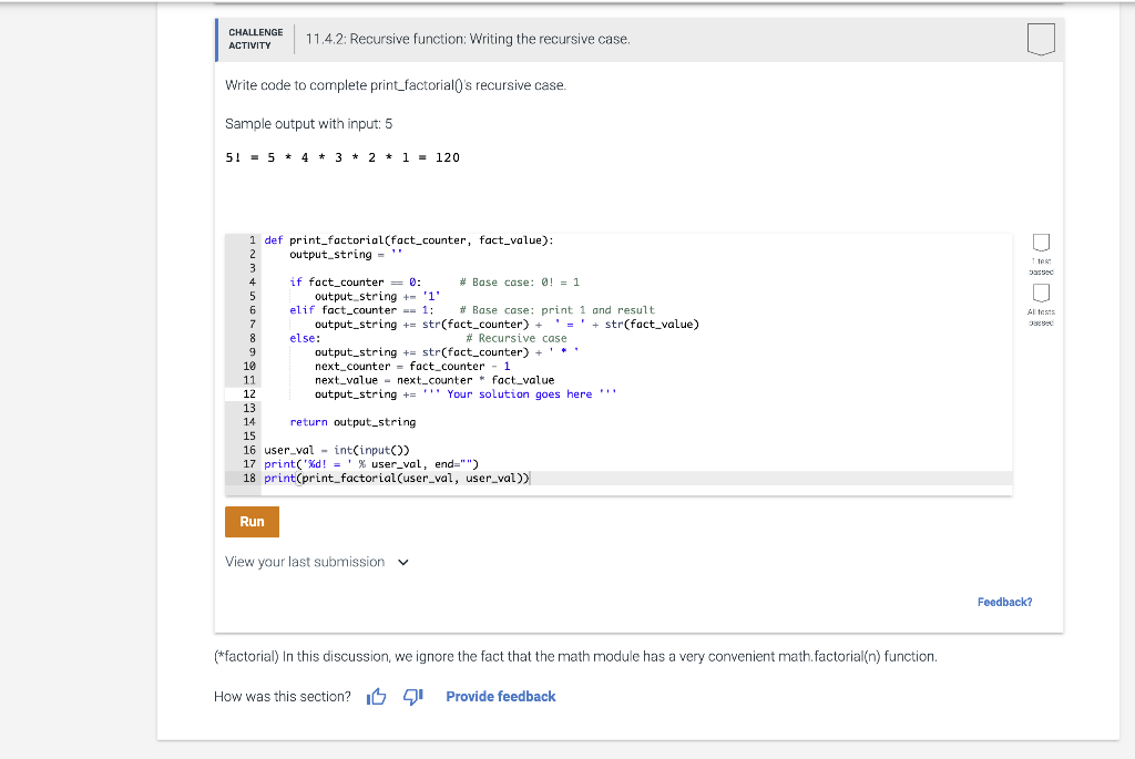 Solved Challenge Activity Da Recursive Function Chegg