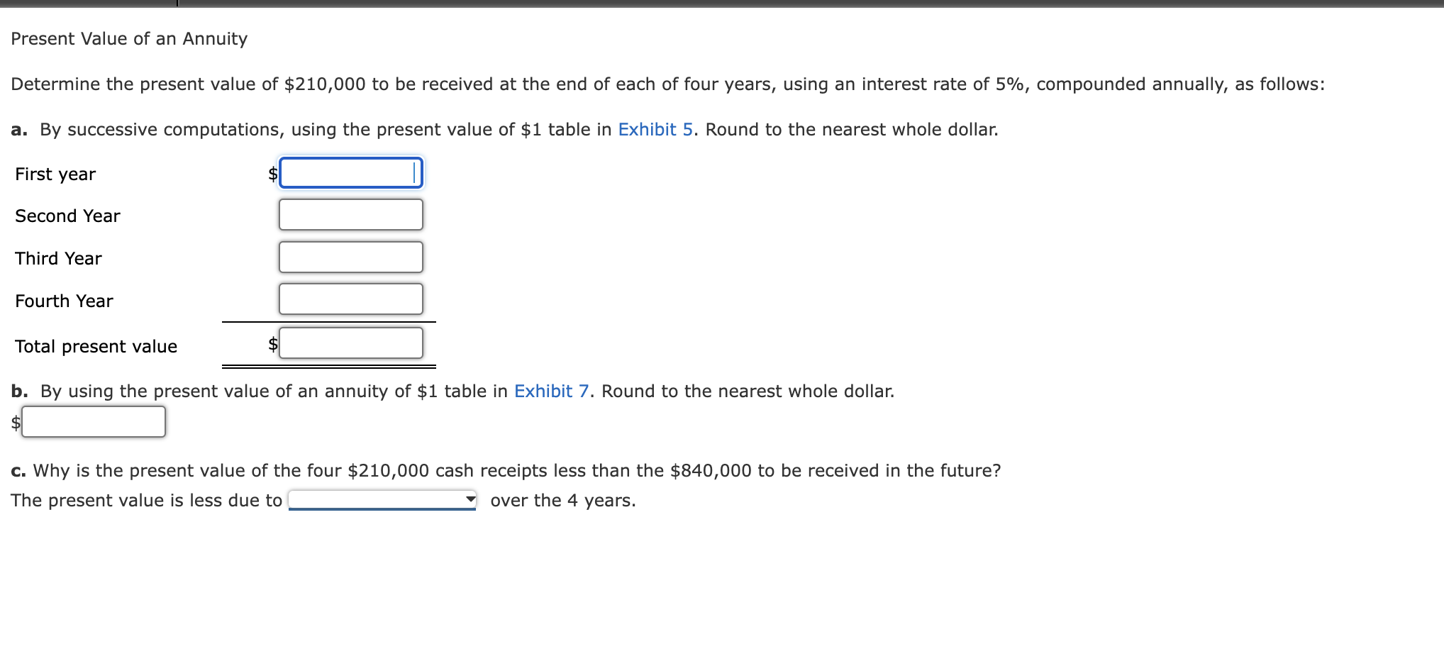 Solved Present Value Of An Annuity Determine The Present Chegg