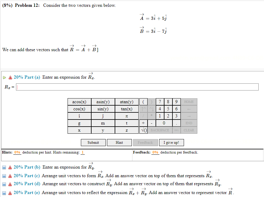 Solved Problem Consider The Two Vectors Given Chegg