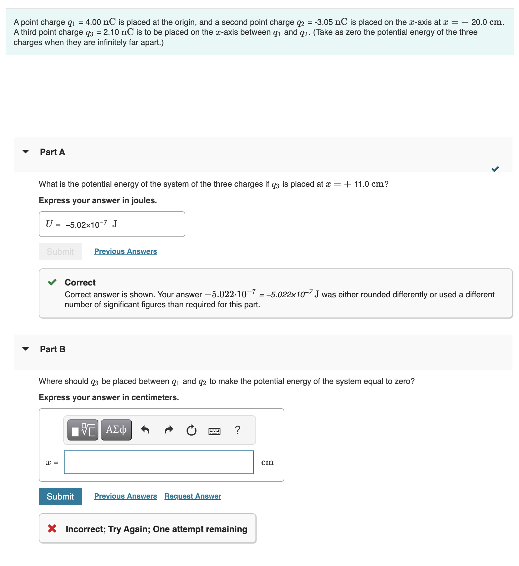 Solved A Point Charge Q1 4 00nC Is Placed At The Origin Chegg