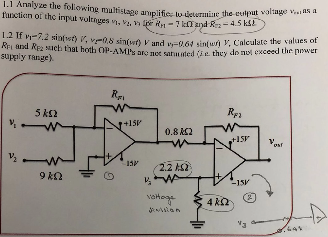 Solved 1 1 Analyze The Following Multistage Amplifier To Chegg