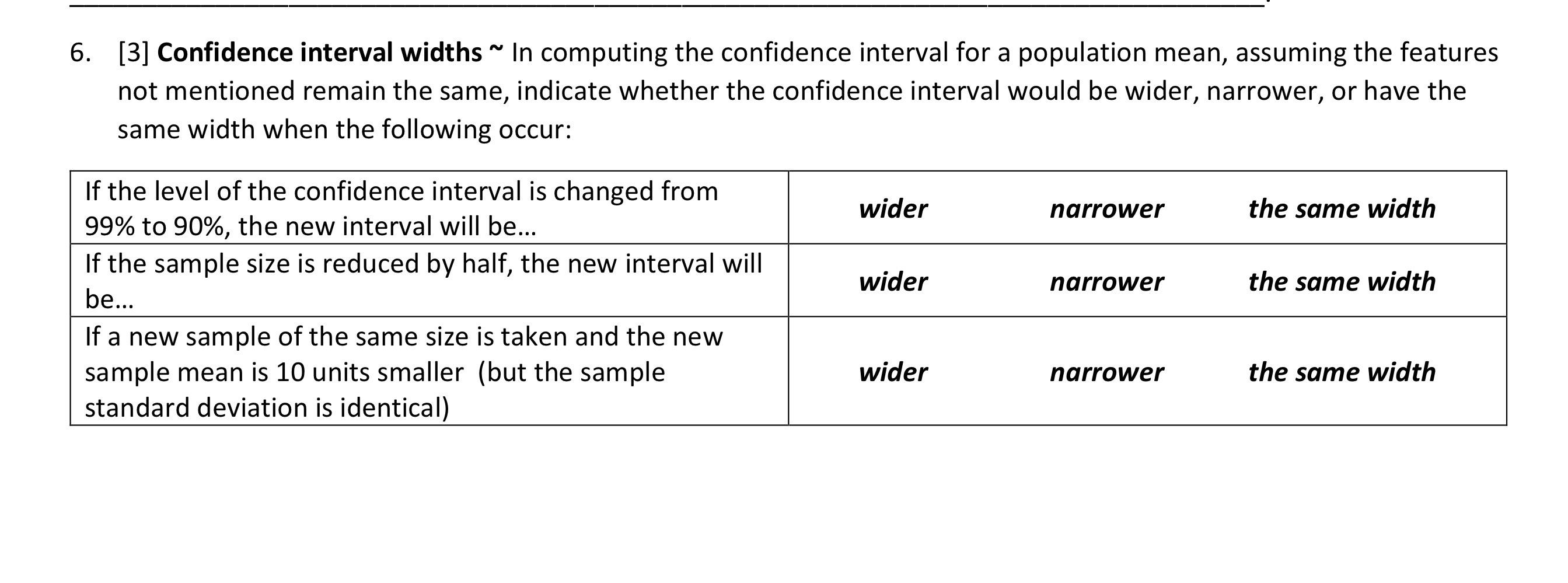 Solved 6 3 Confidence Interval Widths In Computing The Chegg