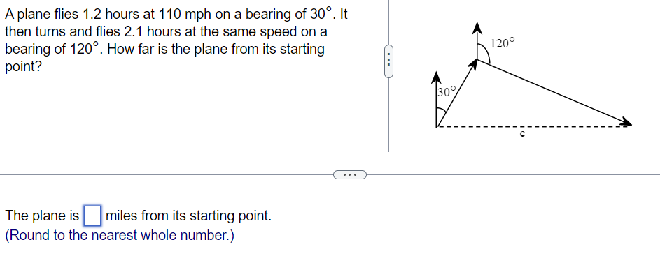 Solved A Plane Flies Hours At Mph On A Bearing Of Chegg