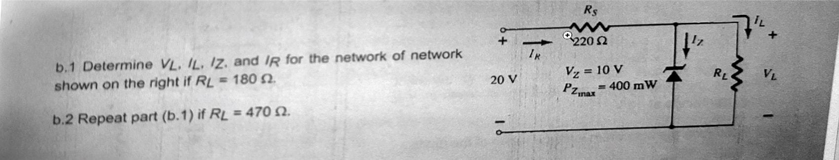 Solved Rs 220 12 IR B 1 Determine VL IL Iz And IR For The Chegg