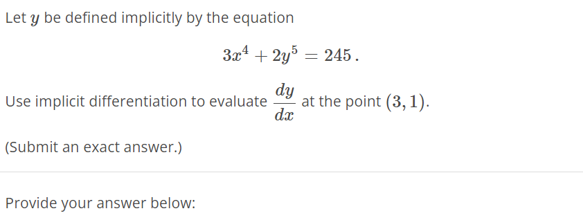 Solved Let Y Be Defined Implicitly By The Chegg