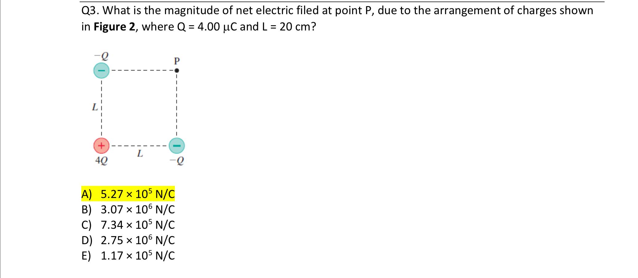 Solved Q What Is The Magnitude Of Net Electric Filed At Chegg