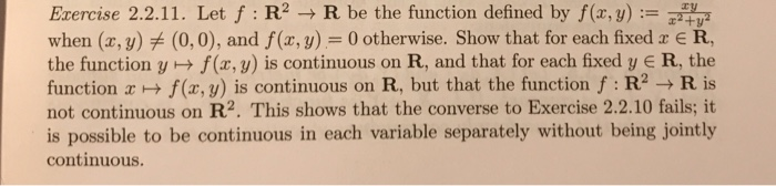 Solved Exercise 2 2 11 Let F R2R Be The Function Defined Chegg