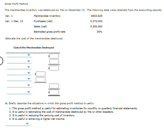 Solved Gross Profit Method The Merchandise Inventory Was Chegg