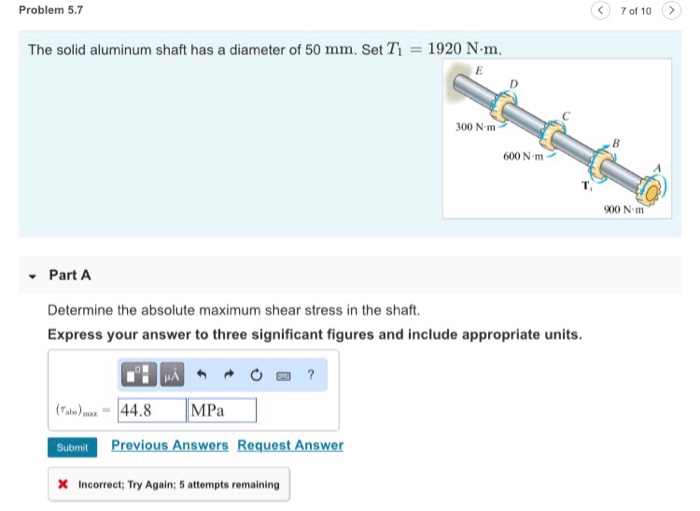 Solved Problem Of The Solid Aluminum Shaft Has A Chegg