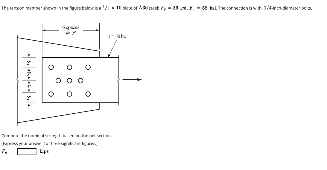 Solved The Tension Member Shown In The Figure Below Is A Chegg