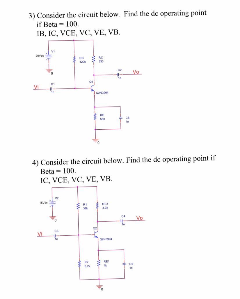 Solved 3 Consider The Circuit Below Find The Dc Operating Chegg