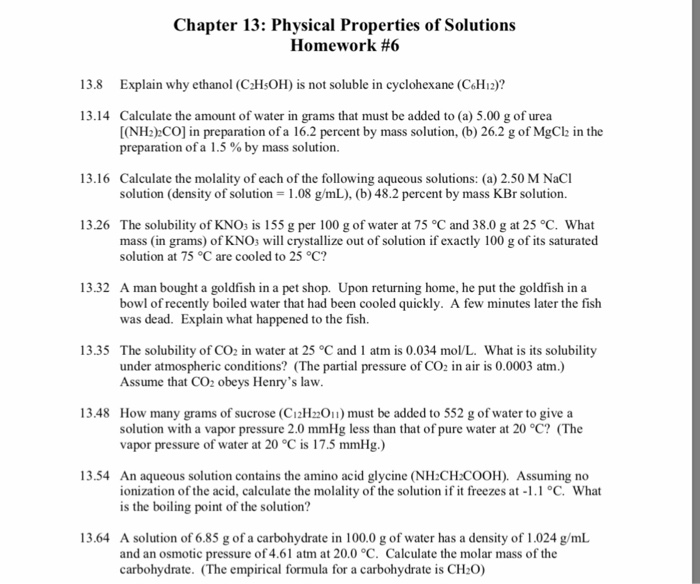 Solved Chapter Physical Properties Of Solutions Homework Chegg