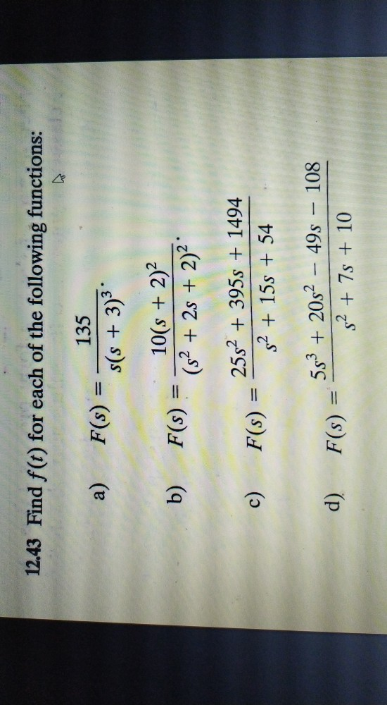 Solved 12 43 Find F T For Each Of The Following Functions Chegg