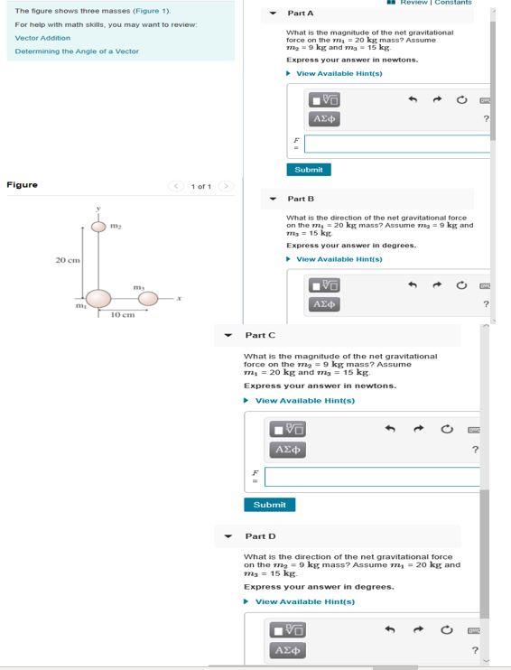 Solved Review Constants Part A The Figure Shows Three Masses Chegg