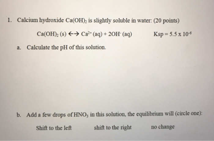 Determining thermodynamics ca oh 2 solubility in water