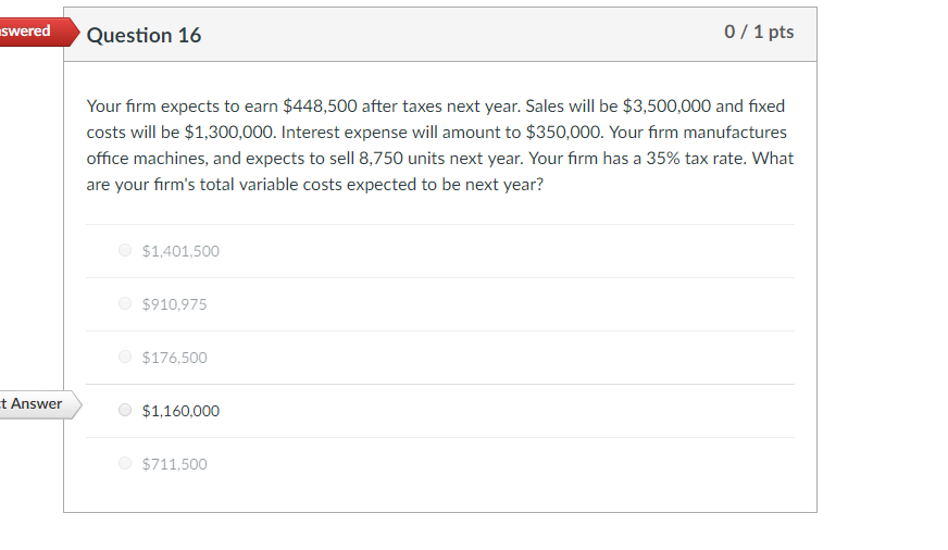 Solved Swered Question Pts Your Firm Expects To Earn Chegg