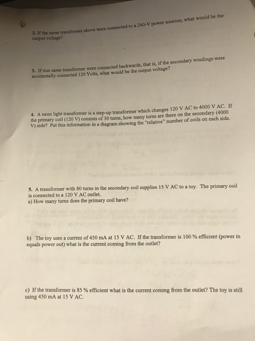 Solved 5 PHY 131 Transformer Problems 1 A Transformer For Chegg